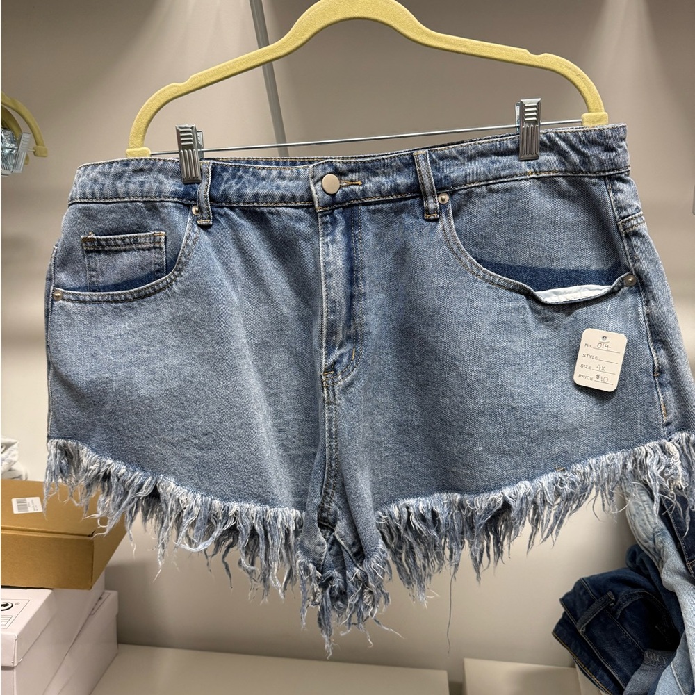 Denim Frayed Hem Women's Shorts